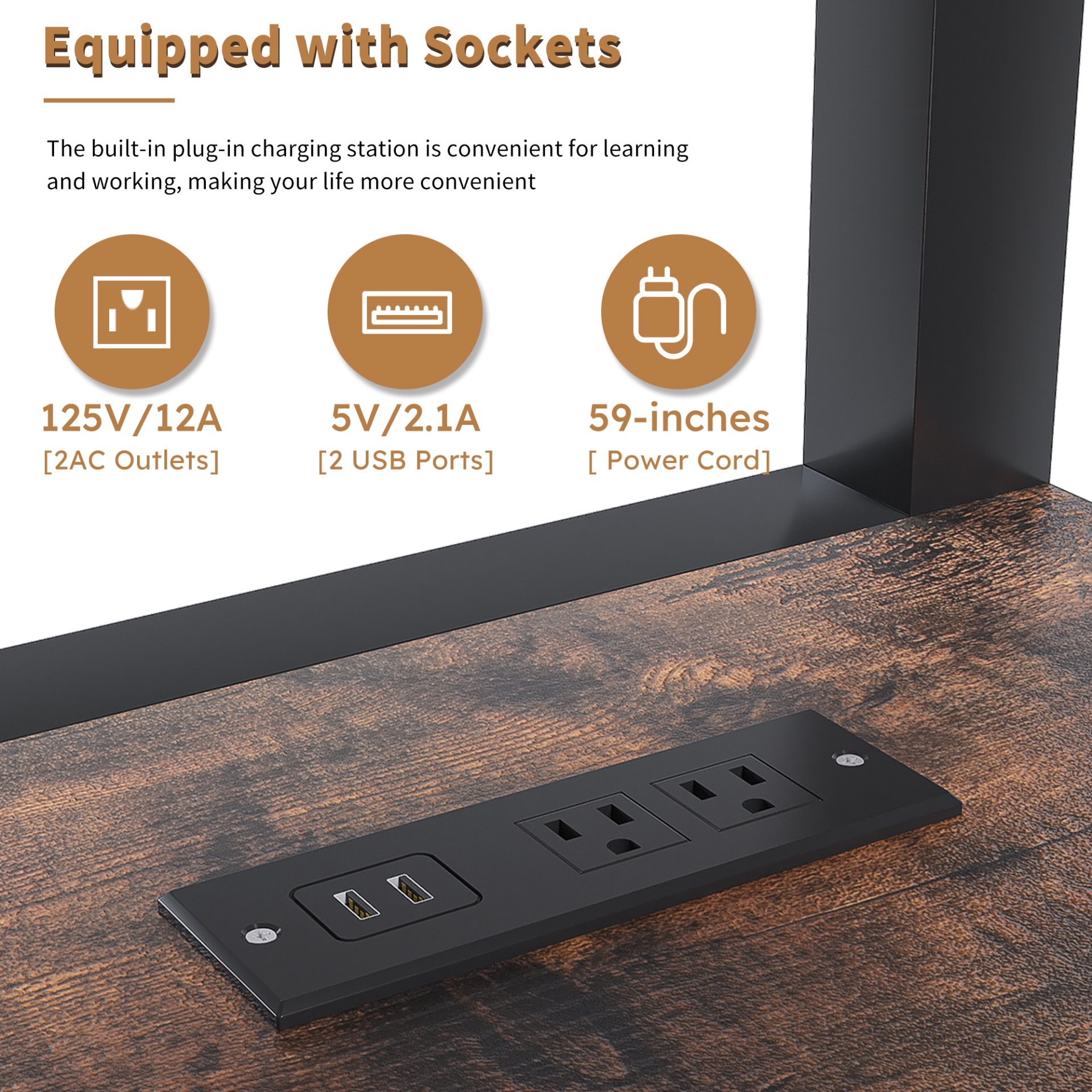 Heavy Duty Full Loft Bed With Desk & USB Charging Metal Frame With Storage Drawers And Staircase - Black - Image 13