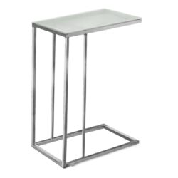 C-Shaped Accent Table Tempered Glass For Living Room - Chrome
