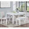 6 Piece Wooden Dining Table Set, Wooden Dining Table With 4 Upholstered Chairs And Bench For 6 People, Rectangular Dining Table Set With Crystal Decoration For Kitchen, Dining Room - White - Image 2