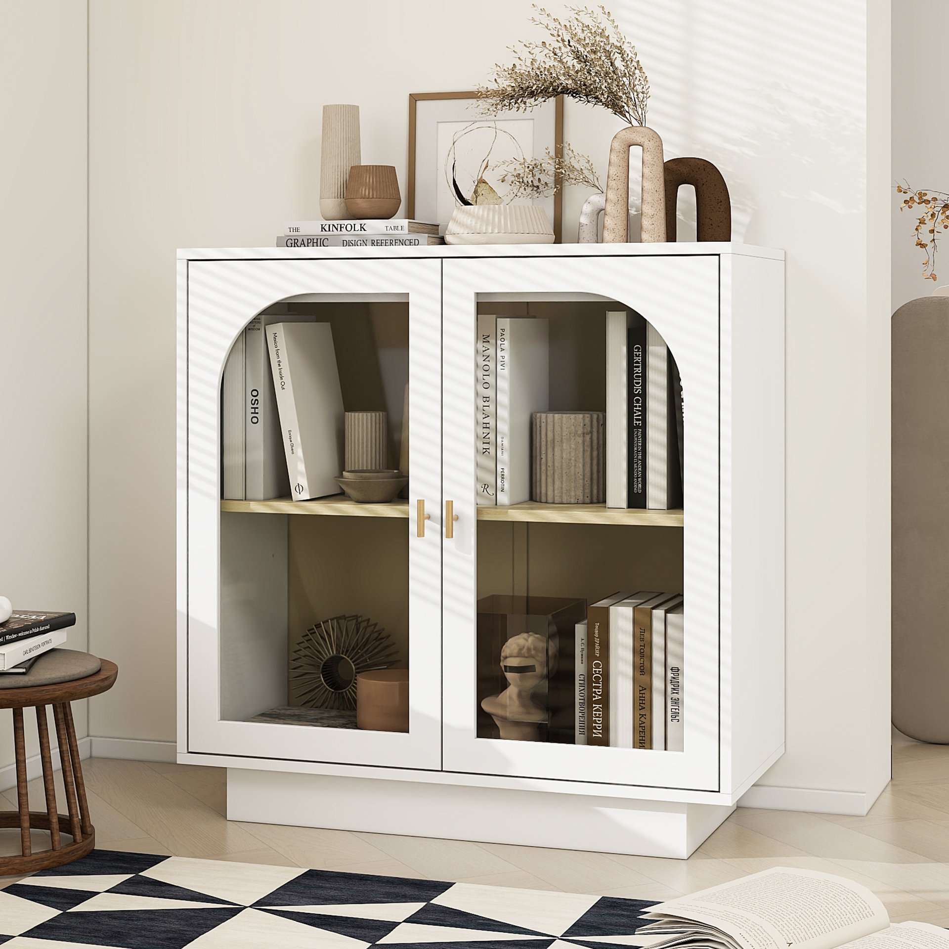 Storage Cabinet With Door For Living Room, Dining Room, Study - White - Image 4