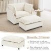 Modern Armchair Sofa Cozy Upholstered Sofa Chair With Movable Ottoman, Wide Seat, Curved Armrests And Soft Pillows Chenille - Beige - Image 5