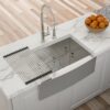 Kitchen Sink 27" Apron Front, 10" Deep, 16 Gauge Single Bowl - Brushed Nickel - Image 4