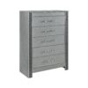 Lorenzo - 5 Piece Queen Bedroom Set With Glittered Detailing And Bar Handles - Silver - Image 4