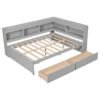 Full Bed With L-Shaped Bookcases, Drawers - Gray - Image 9