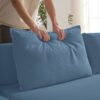 Oversized Upholstered Sectional Sofa Couch Set, Modular L Shaped Floor Sofa Set With 6 Pillows For Living Rooms - Blue - Image 19