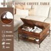Rustic Flip Top Coffee Table With Hidden Storage - Black / Brown - Image 19