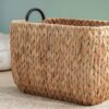 Rectangular Multi Purpose Water Hyacinth Woven Wicker Baskets With Handles - Natural / Brown - Image 8
