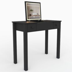 Makeup Vanity Desk With Mirror 3 Level Adjustable LED Lighting, Flip Top Storage 2 Drawers & 3 Removable Organizer Boxes - Black