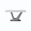 63" Modern Artificial Stone Panel V-Shaped Metal Legs, Can Accommodate 6-8 People - White / Gray - Image 5