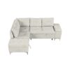 Versatile L Shaped Sofa Bed With Storage, Cup Holders, USB Ports Chenille - Beige - Image 10