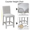 5 Piece Counter Height Table Set, Wooden Kitchen Table Set With Square Table And 4 Upholstered Chairs, Counter Height Dining Table With Crystal Decoration And Chair Set - Silver Gray - Image 8
