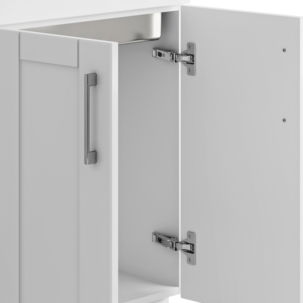 Shaker - Modern Wide, Laundry Cabinet With Faucet And Stainless Steel Sink - White - Image 5