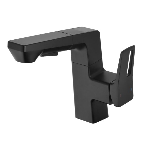 Smart LED Bathroom Faucet With Temperature Digital Display And Pull Down Sprayer - Matte Black