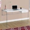 Computer Desk For Home Office, Laptop, Storage Drawers, Glossy - White - Image 3