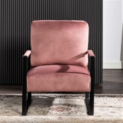 Classic Mid Century Modern Accent Chair With Durable Square Metal Frame, Armchair Upholstery - Rose