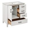 30" Bathroom Vanity With Sink Set, Storage Cabinet, Soft Close Drawers & Removable Tray - White - Image 15