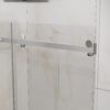 Frameless Bathtub Door, Sleek Silent Sliding Glass Door, Tempered Glass - Chrome - Image 2