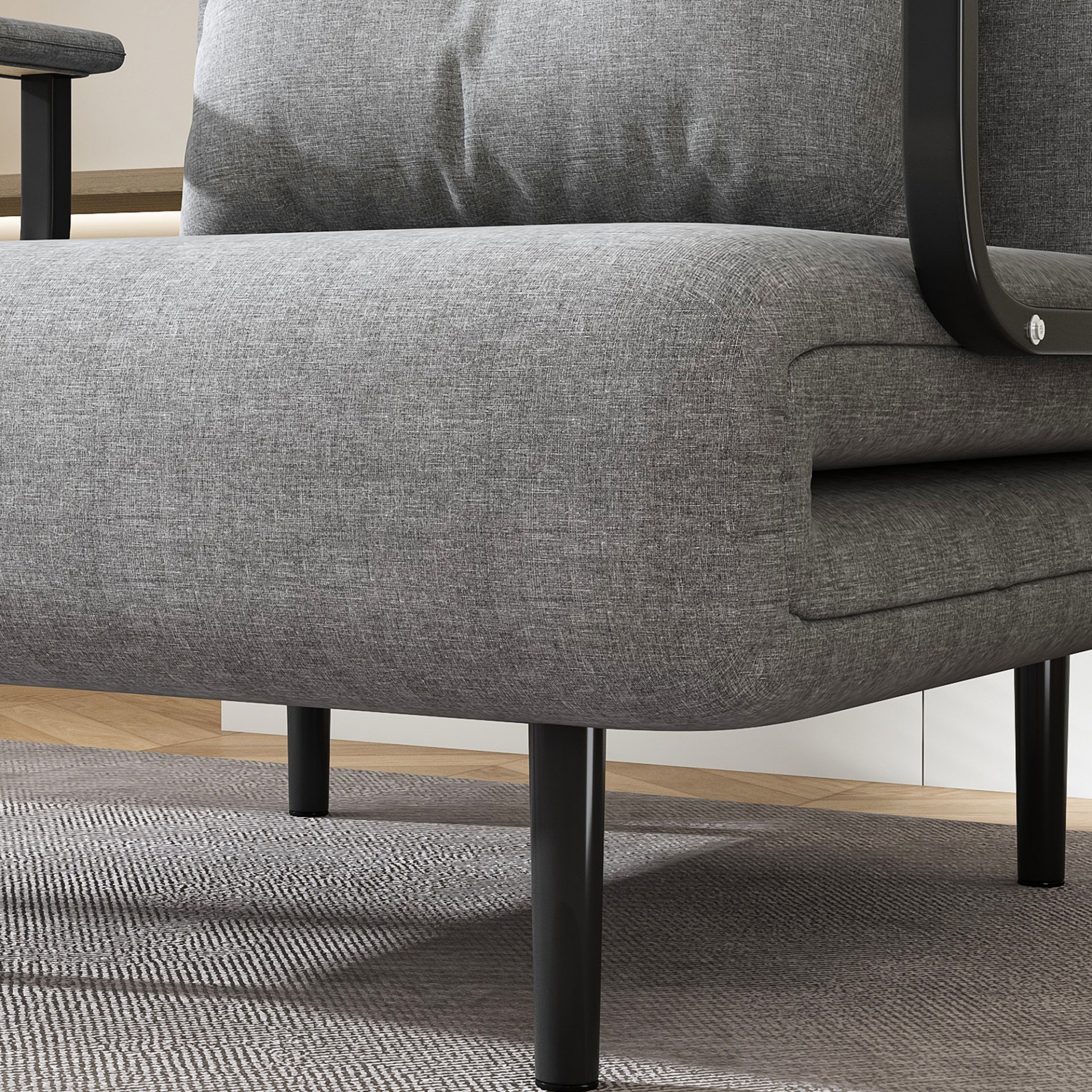 Folding Sofa Bed 5 In 1 Convertible Chair With Adjustable Backrest And Pillow Flannelette - Gray - Image 5