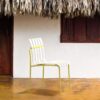 4 Piece Set Of Modern Color Block Designed Single Chairs, UV Resistant And Rust Proof - Grain Yellow / White - Image 11