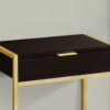 Accent Side Table, Storage Drawer, Contemporary & Modern - Brown / Gold - Image 3