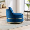 360 Degree Swivel Accent Chair With Seat Cushion, Over Sized Upholstered Barrel Chair - Blue - Image 24