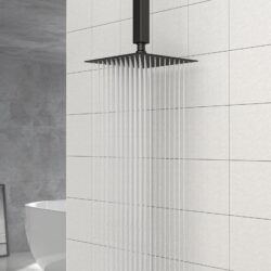 8" Square Rain Shower Head, Ceiling / Wall Mount Stainless Steel Bath Fixture - Matte Black
