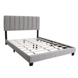 Queen Size Adjustable Upholstered Bed Frame, Vintage Style And Clean Line Design, Popular Style - Gray