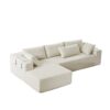 Modern Chenille Upholstered Sectional Sofa Couch Set, Modular L Shaped Sectional Living Room Sofa Set With 6 Pillows, Free Combination - Beige - Image 6