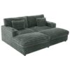Oversized Double Chaise Lounge Sofa Bed Cloud Couch Upholstered Sleeper Sofa Daybed With 2 Supportive Pillows, USB Ports And Cup Holders - Dark Gray - Image 15