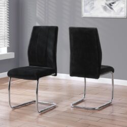 Dining Chair, Side, Upholstered For Dining Room, Contemporary (Set of 2) - Black