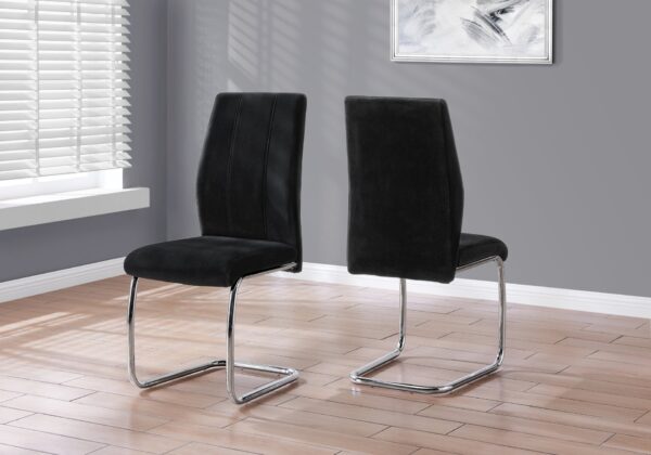 Dining Chair, Side, Upholstered For Dining Room, Contemporary (Set of 2) - Black