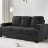 Modern Sofa, Comfortable 3 Seater Couch With Deep Seating And High Density Foam, Loose Back Cushions, Wide Arms - Black - Image 6