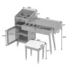 Modern Makeup Vanity Desk With Drawers Cabinet & Charging Port Engineered Wood Space Saving Design For Small Places - Black - Image 3