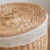 Round Tall Water Hyacinth Woven Wicker Laundry Hamper With Lid For Clothes Canvas Toys And Book Storage With Removable Liner - Natural / Light Brown - Image 9
