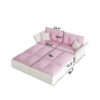 Queen Pull Out Sofa Bed, 3 In 1 Convertible Sleeper Tufted Sofa With 2 Soft Pillows - Pink - Image 9