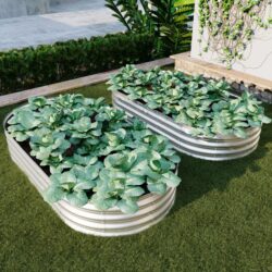 Galvanized Raised Garden Bed Kit Heavy Duty Rust Resistant - Silver