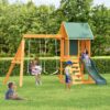 Outdoor Swing Set 3 In 1 With Slide, 2 Swings, And Climber - Green - Image 3