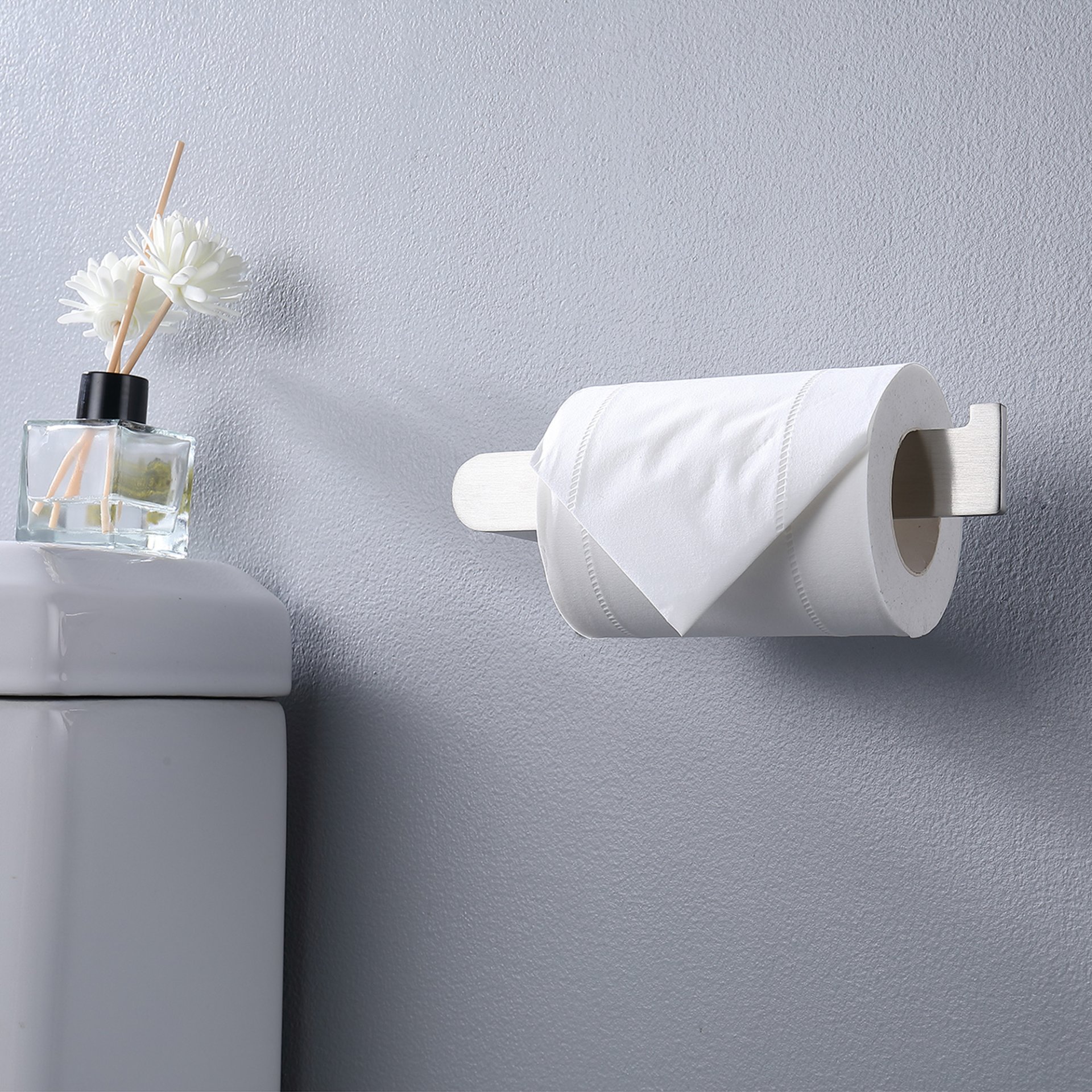 Modern Wall Mounted Bathroom Hardware Set With Robe Hook, Towel Rail, And Tissue Paper Holder - Brushed Nickel - Image 8