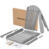 Wood Lounge Patio Chair For Garden Outdoor Wooden Folding Adirondack Chair (Set of 2) Solid Cedar Wood Lounge Patio Chair For Garden, Lawn, Backyard, - Gray - Image 5