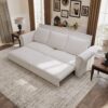 King Pull Out Sofa Bed, Chesterfield Sofa, 3 In 1 Velvet Convertible Sleeper Sofa With Nailhead Trim & Rolled Arm, Multifunctional Sofa Bed For Living Room - Beige - Image 4