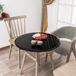 28" Round Tempered Glass Table Top Glass 2 / 5" Thick Beveled Polished Edge - Black