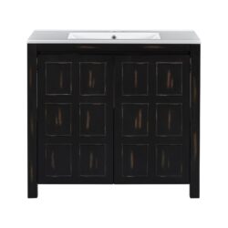 Bathroom Vanity Organizer With Sink, Handcrafted Solid Storage Cabinet - Espresso