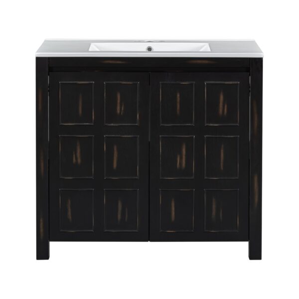 Bathroom Vanity Organizer With Sink, Handcrafted Solid Storage Cabinet - Espresso