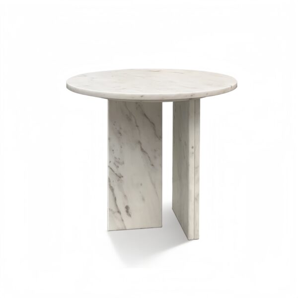 Natural Marble Coffee Table, Snow Mountain, Semi Polished Surface - White