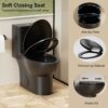 1 Piece Toilet With Tornado Flush, Soft Closing Seat, 12" Siphonic S Trap - Matte Black - Image 9