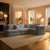 Oversized Upholstered Sectional Sofa Couch Set, Modular L Shaped Floor Sofa Set With 6 Pillows For Living Rooms - White - Image 12