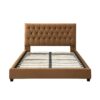Donald - Mid-Century Modern Velvet Platform Bed King - Cognac - Image 15