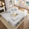 Oversized Upholstered Sectional Sofa Couch Set, Modular L Shaped Floor Sofa Set With 6 Pillows For Living Rooms - White - Image 8