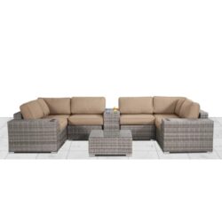 Wicker 4 Person Seating Group With Cushions, Weather Resistant - Gray Mix