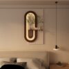 Adjustable LED Sandstone Wall Decor With Simulated Plants 3D Art Sculpture, Glass Vase & Rabbit Statue, Remote Control - Light Coffee - Image 4